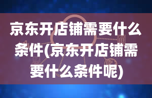 京东开店铺需要什么条件(京东开店铺需要什么条件呢)