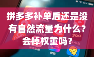 拼多多补单后还是没有自然流量为什么？会掉权重吗？