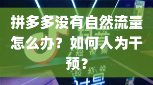 拼多多没有自然流量怎么办？如何人为干预？