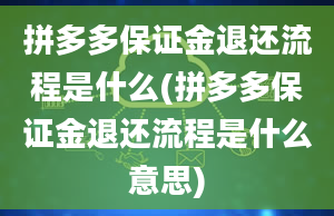 拼多多保证金退还流程是什么(拼多多保证金退还流程是什么意思)