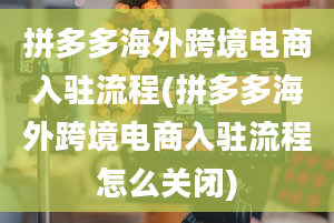 拼多多海外跨境电商入驻流程(拼多多海外跨境电商入驻流程怎么关闭)