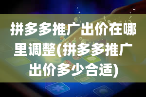 拼多多推广出价在哪里调整(拼多多推广出价多少合适)