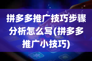 拼多多推广技巧步骤分析怎么写(拼多多推广小技巧)