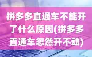 拼多多直通车不能开了什么原因(拼多多直通车忽然开不动)