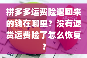 拼多多运费险退回来的钱在哪里？没有退货运费险了怎么恢复？