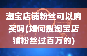 淘宝店铺粉丝可以购买吗(如何搜淘宝店铺粉丝过百万的)