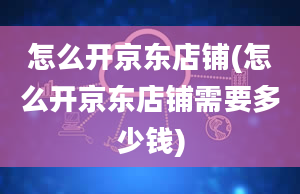 怎么开京东店铺(怎么开京东店铺需要多少钱)