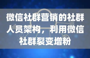 微信社群营销的社群人员架构，利用微信社群裂变增粉