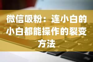 微信吸粉：连小白的小白都能操作的裂变方法