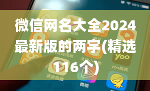 微信网名大全2024最新版的两字(精选116个)