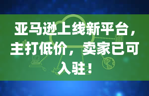 亚马逊上线新平台，主打低价，卖家已可入驻！