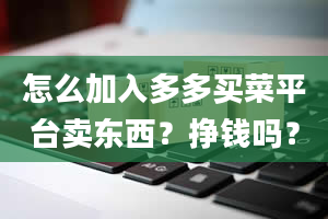 怎么加入多多买菜平台卖东西？挣钱吗？