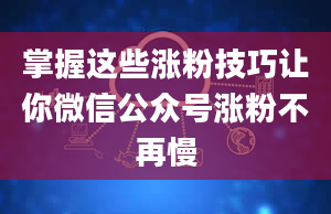 掌握这些涨粉技巧让你微信公众号涨粉不再慢