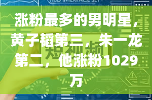 涨粉最多的男明星，黄子韬第三，朱一龙第二，他涨粉1029万