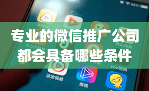 专业的微信推广公司都会具备哪些条件