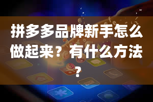 拼多多品牌新手怎么做起来？有什么方法？