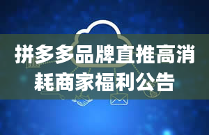 拼多多品牌直推高消耗商家福利公告