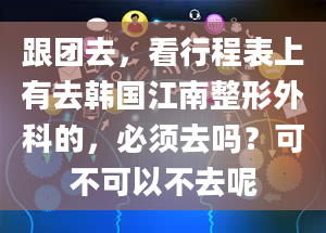 跟团去，看行程表上有去韩国江南整形外科的，必须去吗？可不可以不去呢