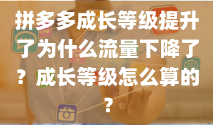 拼多多成长等级提升了为什么流量下降了？成长等级怎么算的？