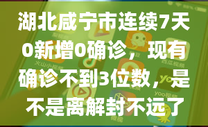 湖北咸宁市连续7天0新增0确诊，现有确诊不到3位数，是不是离解封不远了