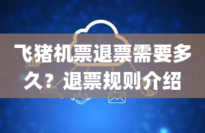 飞猪机票退票需要多久？退票规则介绍