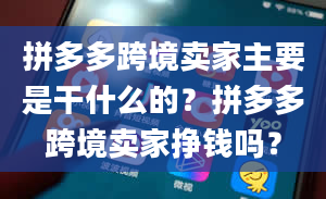 拼多多跨境卖家主要是干什么的？拼多多跨境卖家挣钱吗？