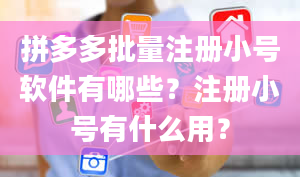 拼多多批量注册小号软件有哪些？注册小号有什么用？