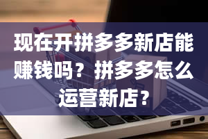 现在开拼多多新店能赚钱吗？拼多多怎么运营新店？