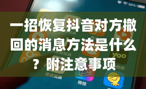 一招恢复抖音对方撤回的消息方法是什么？附注意事项