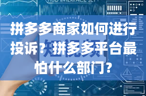 拼多多商家如何进行投诉？拼多多平台最怕什么部门？