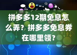 拼多多12期免息怎么弄？拼多多免息券在哪里领？