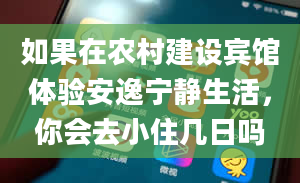 如果在农村建设宾馆体验安逸宁静生活，你会去小住几日吗