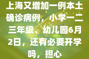 上海又增加一例本土确诊病例，小学一二三年级、幼儿园6月2日，还有必要开学吗，担心