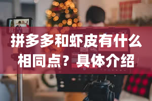 拼多多和虾皮有什么相同点？具体介绍