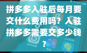 拼多多入驻后每月要交什么费用吗？入驻拼多多需要交多少钱？