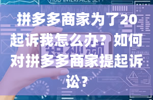 拼多多商家为了20起诉我怎么办？如何对拼多多商家提起诉讼？