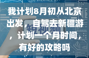 我计划8月初从北京出发，自驾去新疆游，计划一个月时间，有好的攻略吗