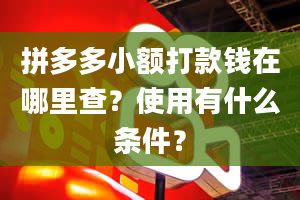 拼多多小额打款钱在哪里查？使用有什么条件？