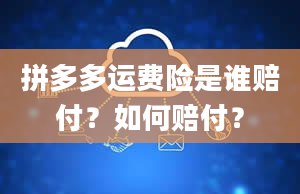 拼多多运费险是谁赔付？如何赔付？