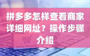 拼多多怎样查看商家详细网址？操作步骤介绍