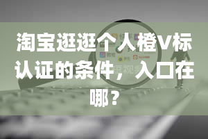 淘宝逛逛个人橙V标认证的条件，入口在哪？