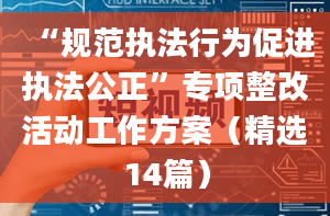 “规范执法行为促进执法公正”专项整改活动工作方案（精选14篇）