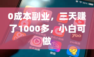 0成本副业，三天赚了1000多，小白可做