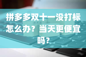 拼多多双十一没打标怎么办？当天更便宜吗？