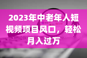 2023年中老年人短视频项目风口，轻松月入过万