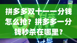 拼多多双十一一分钱怎么抢？拼多多一分钱秒杀在哪里？