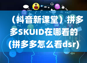 （抖音新课堂）拼多多SKUID在哪看的(拼多多怎么看dsr)