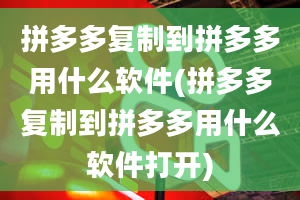 拼多多复制到拼多多用什么软件(拼多多复制到拼多多用什么软件打开)