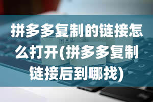 拼多多复制的链接怎么打开(拼多多复制链接后到哪找)