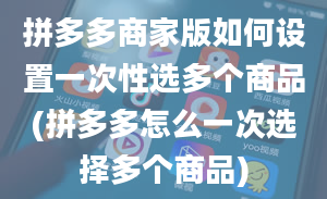 拼多多商家版如何设置一次性选多个商品(拼多多怎么一次选择多个商品)